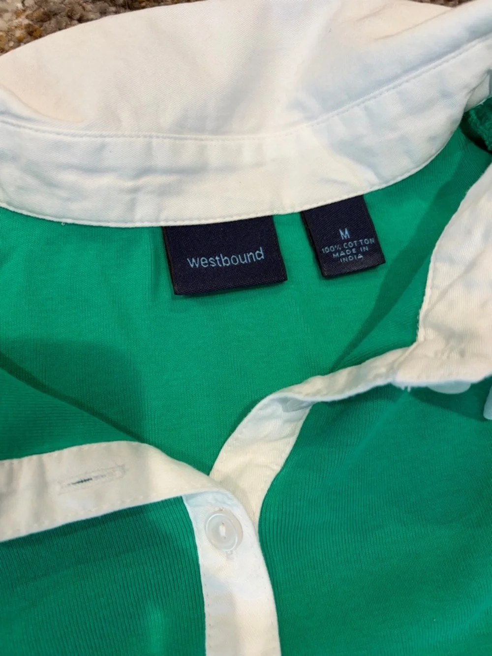Westbound Green Polo Top with White Collar